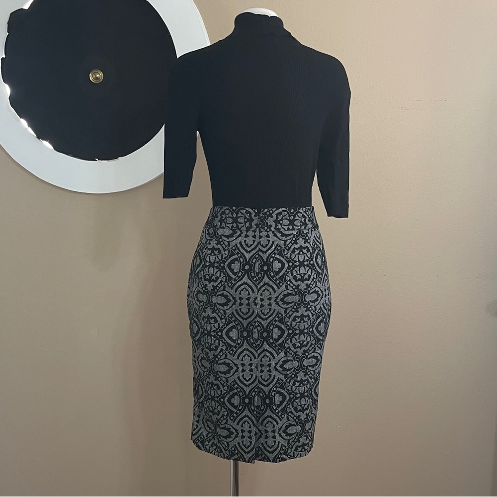 Ann Taylor Black Over Gray Velvet-texture Pencil Skirt Lined Size 10 - Picture 5 of 13